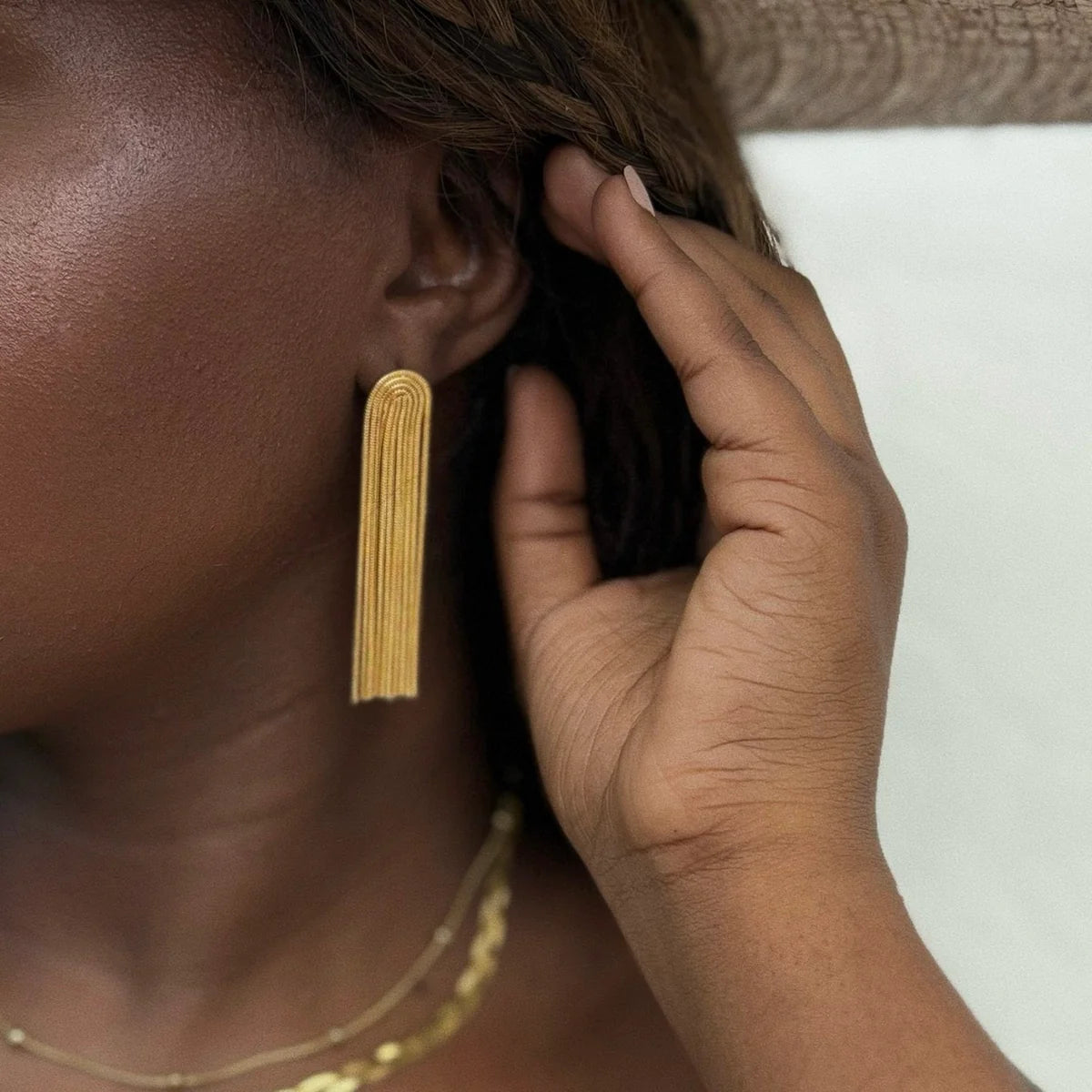 Reine Snake Tassel Earring Gold, Earring Jewelry by Ellie Vail | LIT Boutique