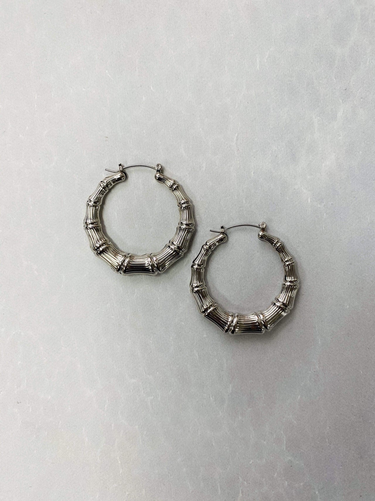 Harley Bamboo Hoop Silver, Earring Jewelry by Jewel Vault | LIT Boutique