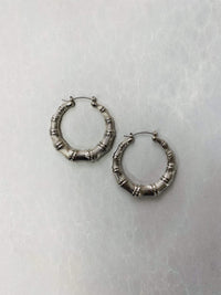 Thumbnail for Harley Bamboo Hoop Silver, Earring Jewelry by Jewel Vault | LIT Boutique