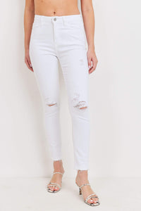 Thumbnail for Napier High Rise Destructed Skinny Optic White, Skinny Denim by Just Black | LIT Boutique