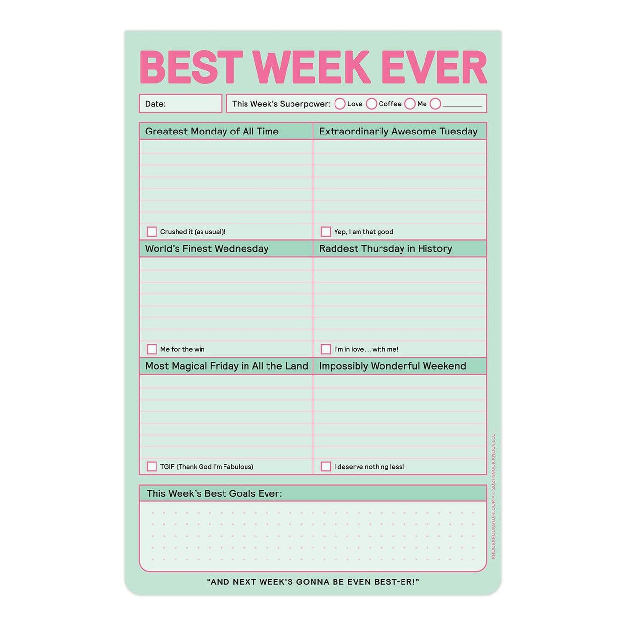 Best Week Ever Pastel Note Pad, Paper Gift by Knock Knock | LIT Boutique