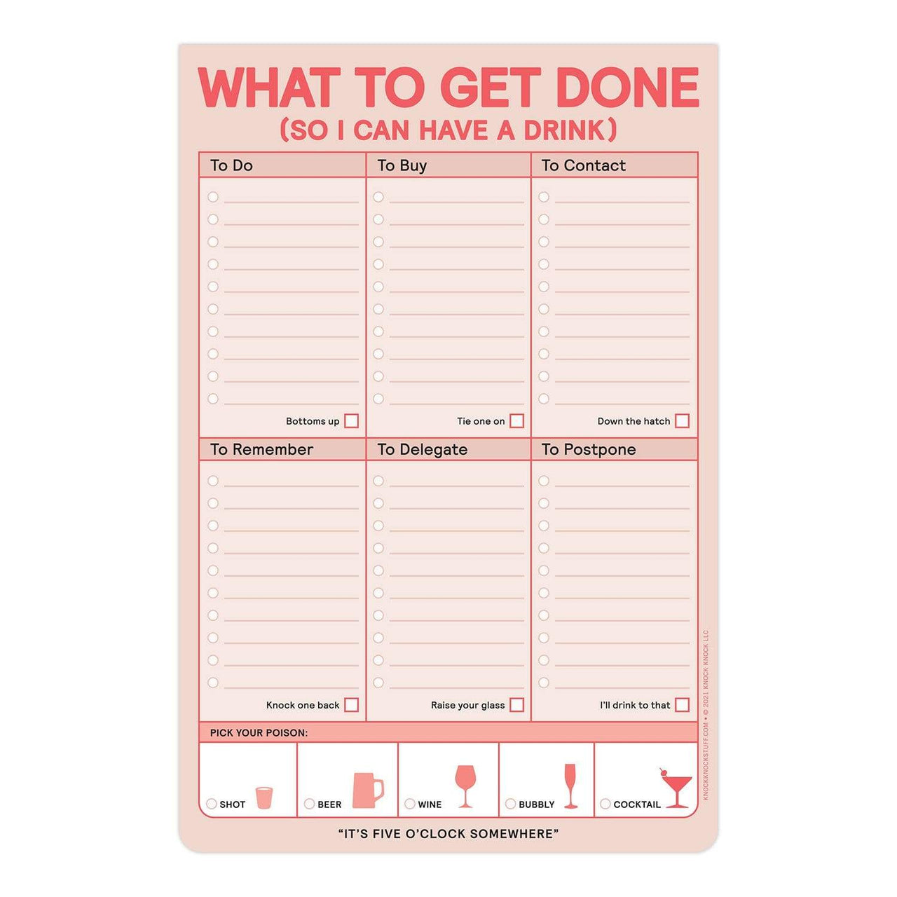 What to Get Done so I Can Have a Drink Pastel Note Pad, Paper Gift by Knock Knock | LIT Boutique