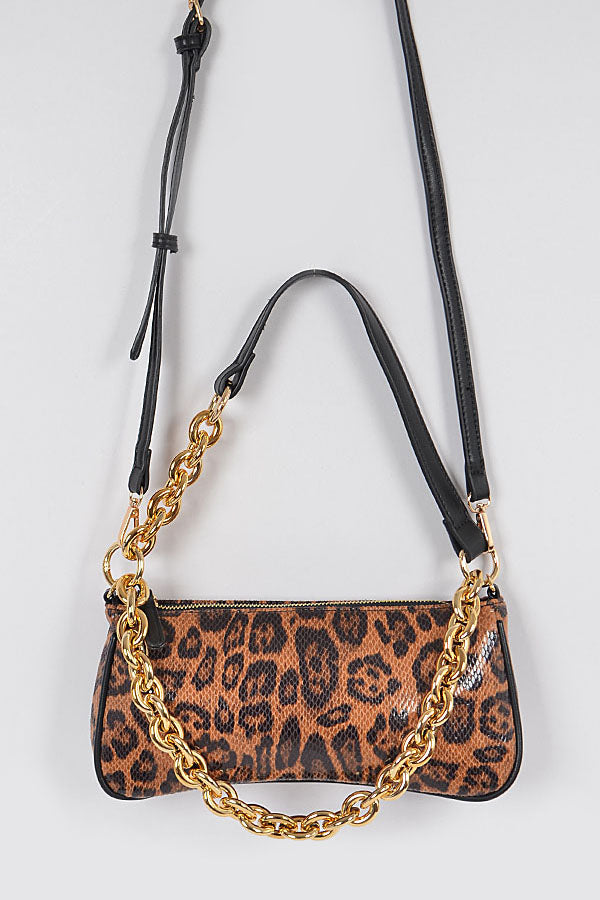 Leopard Clutch with Chain, Daytime Bag by H&D Accessories | LIT Boutique