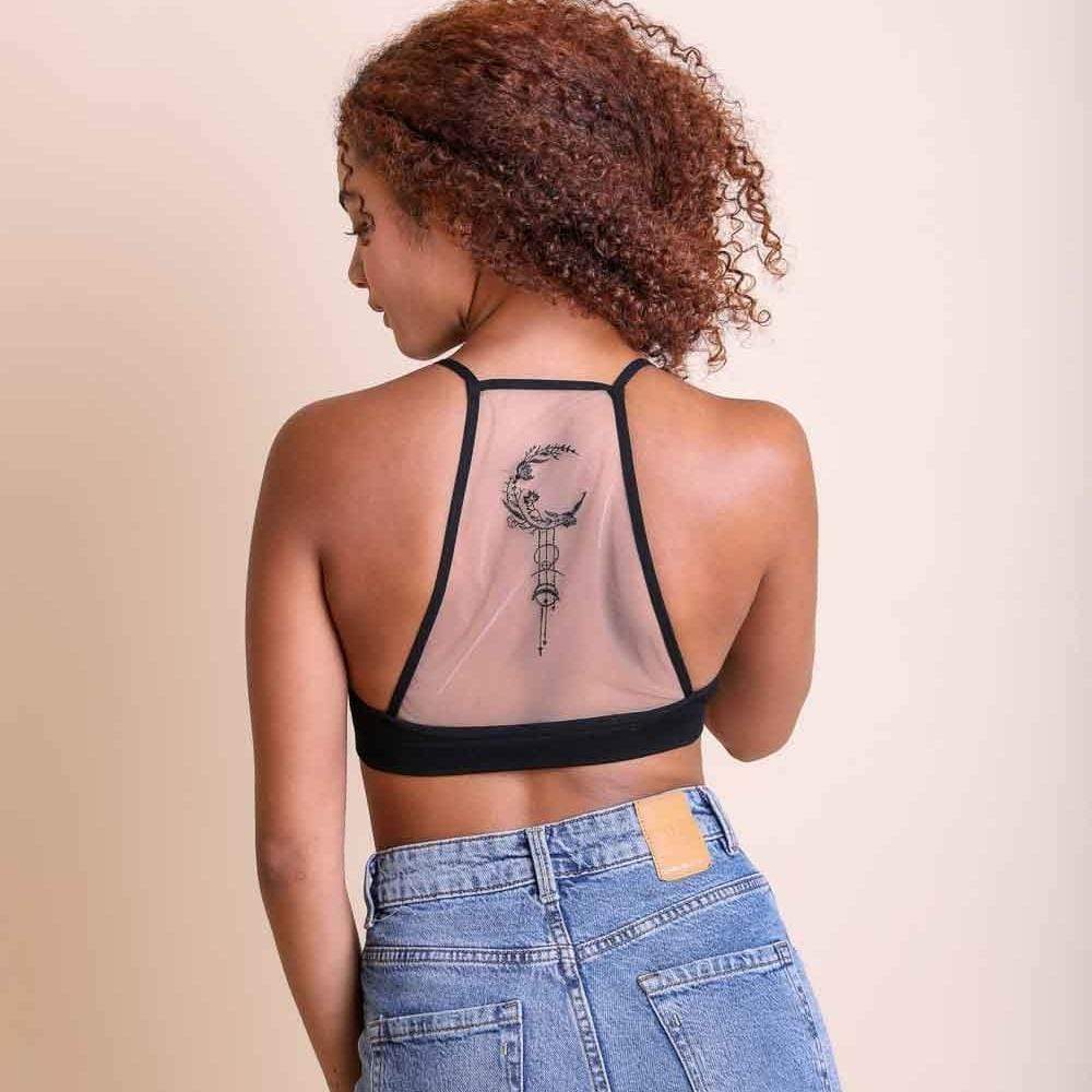 Crescent Moon Dream Catcher Tattoo Back Bralette Black, Bra Lounge by Leto Collection | LIT Boutique