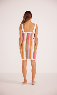 Thumbnail for Lito Stripe Crochet Mini Dress, Mini Dress by MinkPink | LIT Boutique