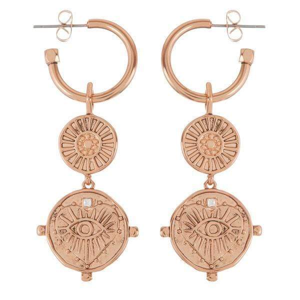 The Evil Eye Double Coin Hoops, Earring Jewelry by Luv Aj | LIT Boutique
