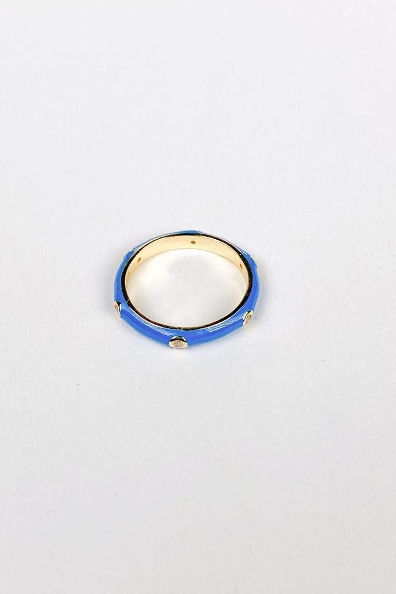 Arlo Diamond Blue Enamel Ring 14k Gold/ 925 Sterling Silver, Ring Jewelry by MetroBabe | LIT Boutique