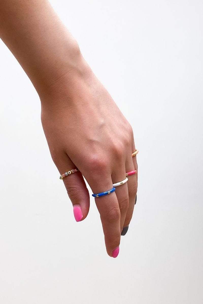 Arlo Diamond Neon Pink Enamel Ring 14k Gold/ 925 Sterling Silver, Ring Jewelry by MetroBabe | LIT Boutique