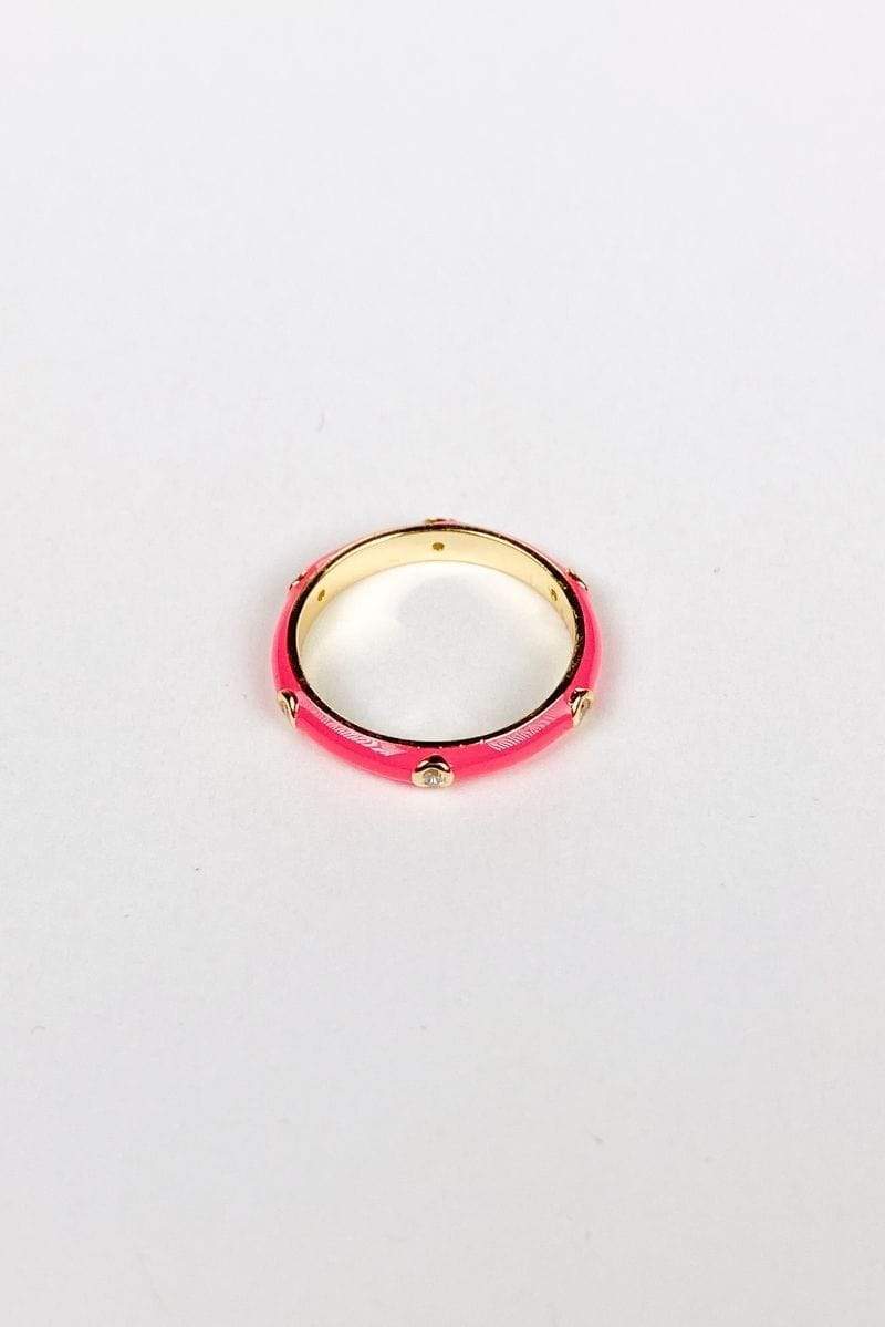 Arlo Diamond Neon Pink Enamel Ring 14k Gold/ 925 Sterling Silver, Ring Jewelry by MetroBabe | LIT Boutique
