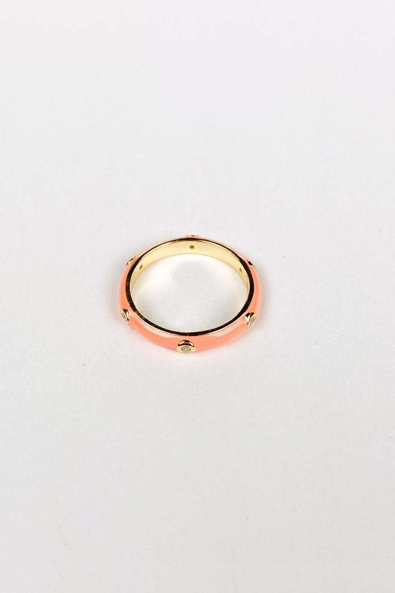 Arlo Diamond Orange Enamel Ring 14k Gold/ 925 Sterling Silver, Ring Jewelry by MetroBabe | LIT Boutique