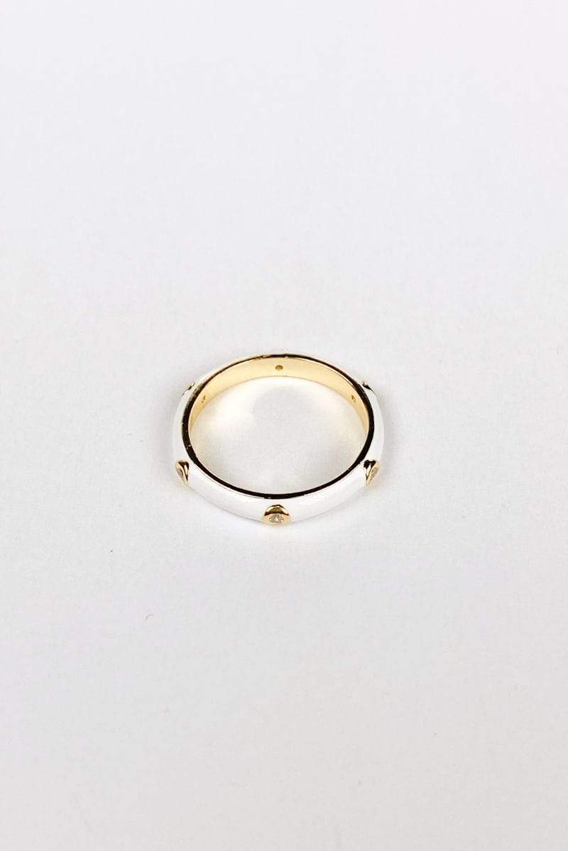 Arlo Diamond White Enamel Ring 14k Gold/ 925 Sterling Silver, Ring Jewelry by MetroBabe | LIT Boutique