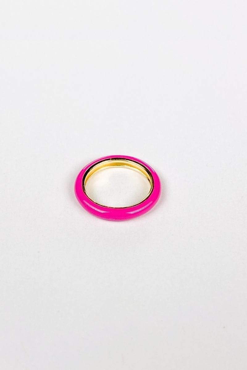 Axel Pink Enamel Ring 14k Gold/ 925 Sterling Silver, Ring Jewelry by MetroBabe | LIT Boutique