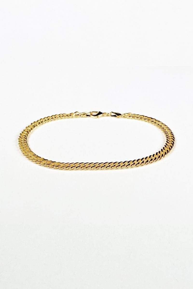 Kieran Double Curb Chain Anklet 18k Gold, Bracelet Jewelry by MetroBabe | LIT Boutique
