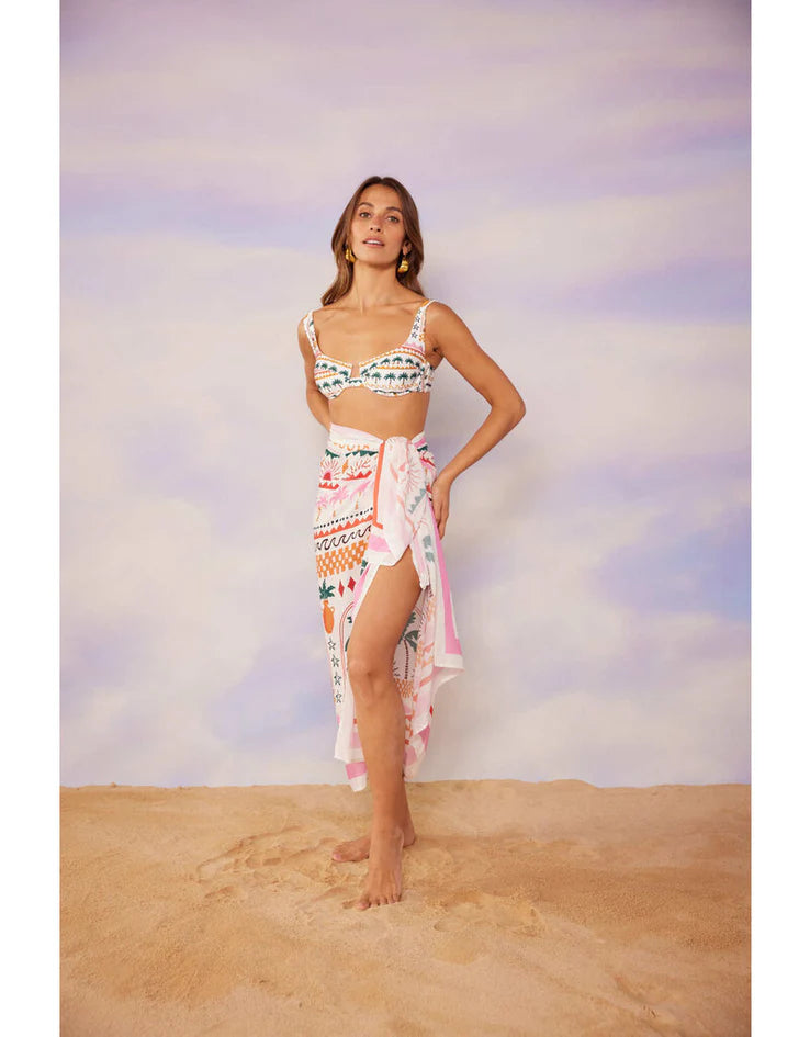 Eyona Sarong White Palm Print, Swim by Mink Pink | LIT Boutique