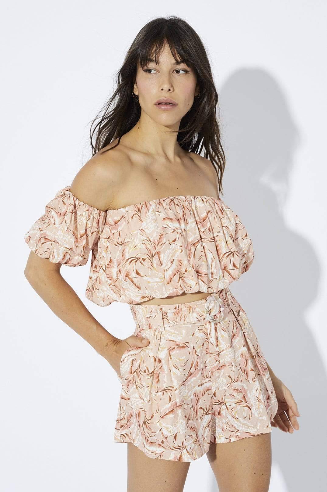 Kara Off Shoulder Top Multi, Short Blouse by Mink Pink | LIT Boutique