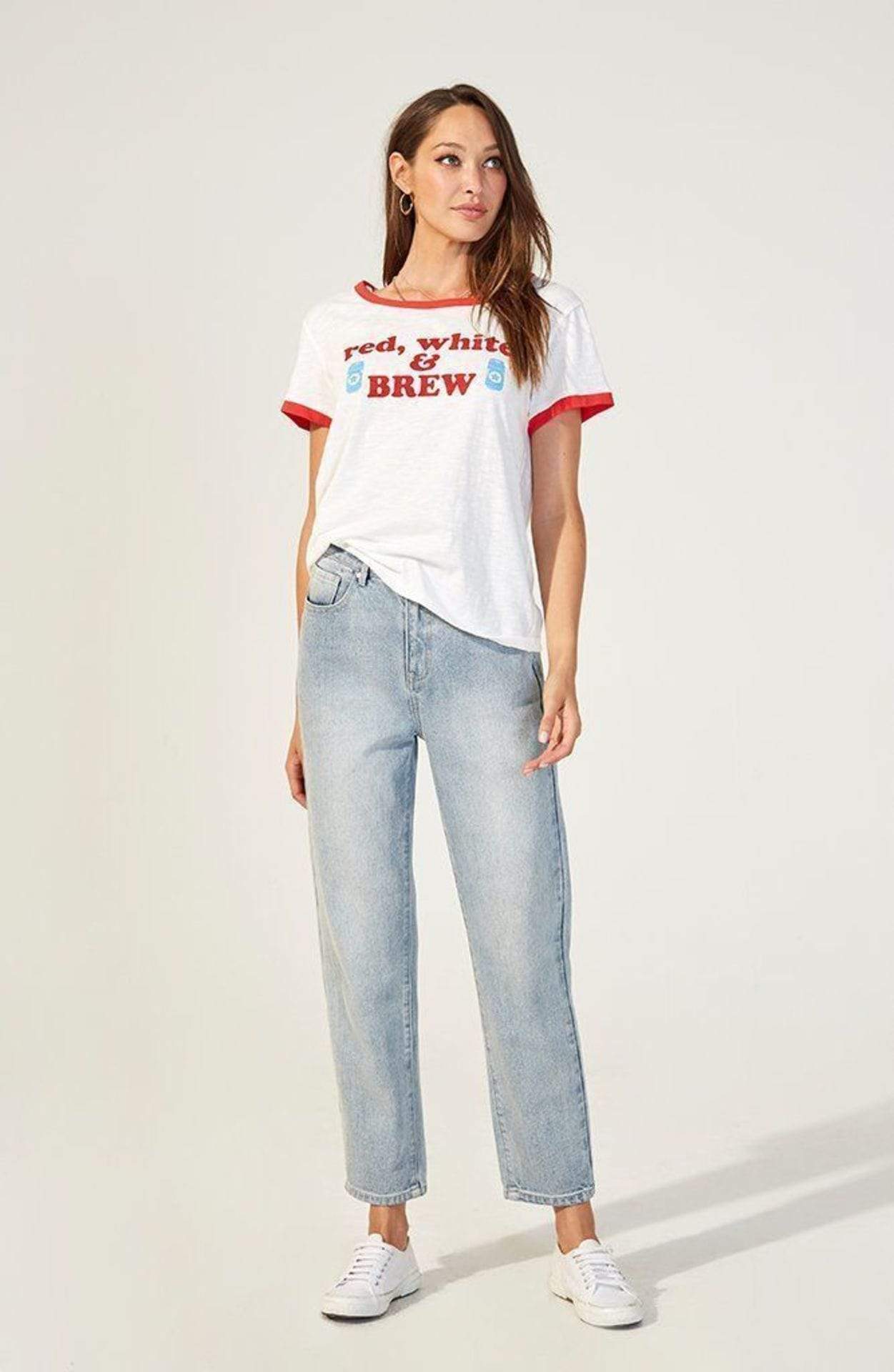 Red White and Brew Tee White, Short Tee by Mink Pink | LIT Boutique