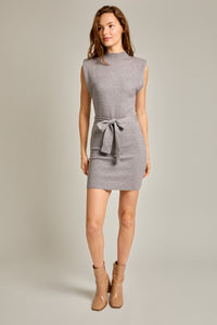 Thumbnail for Belted Mock Neck Sweater Dress Grey, Mini Dress by Le Lis | LIT Boutique