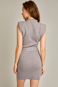 Thumbnail for Belted Mock Neck Sweater Dress Grey, Mini Dress by Le Lis | LIT Boutique