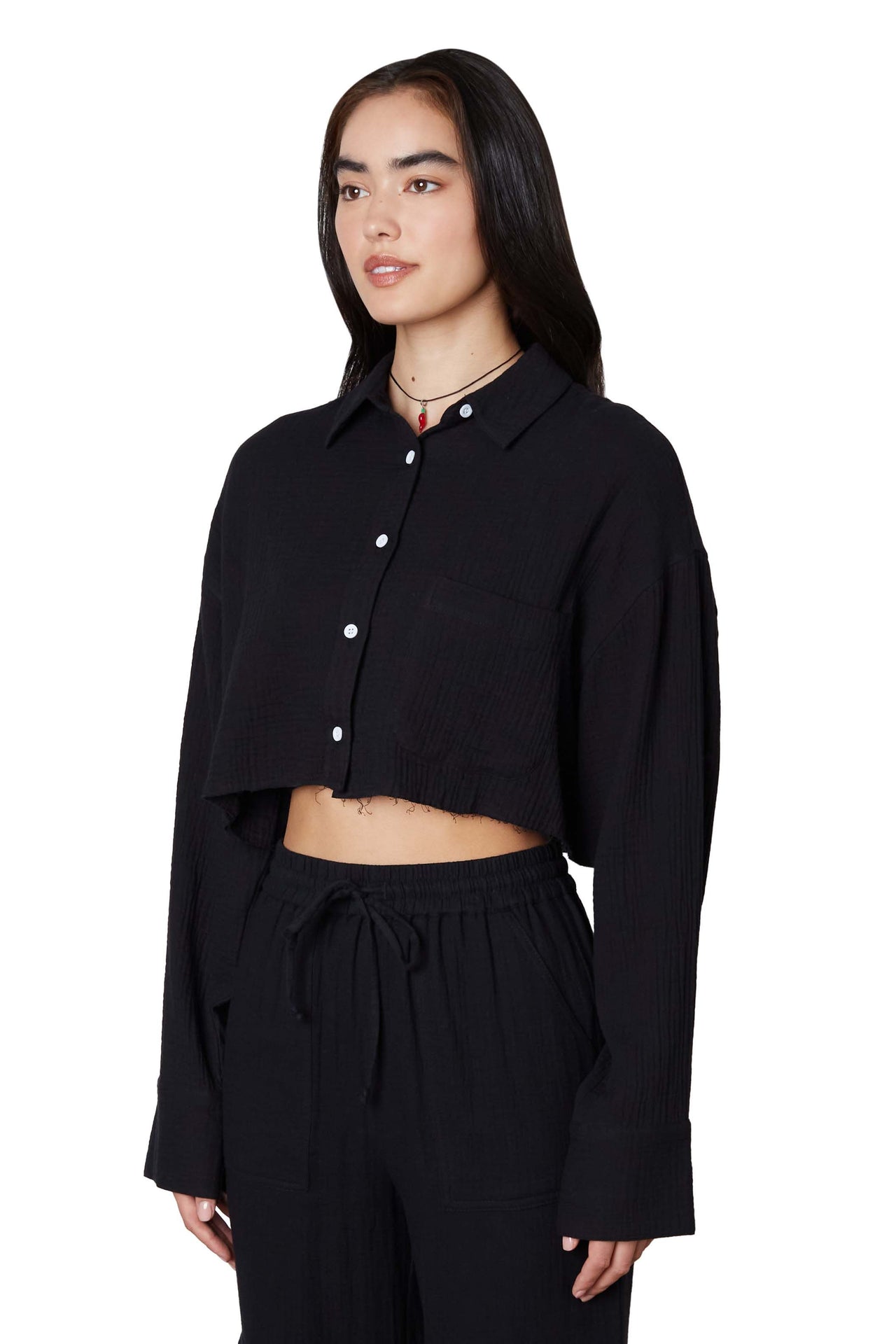 Austin Black Long Sleeve Shirt, Short Tee by NIA | LIT Boutique