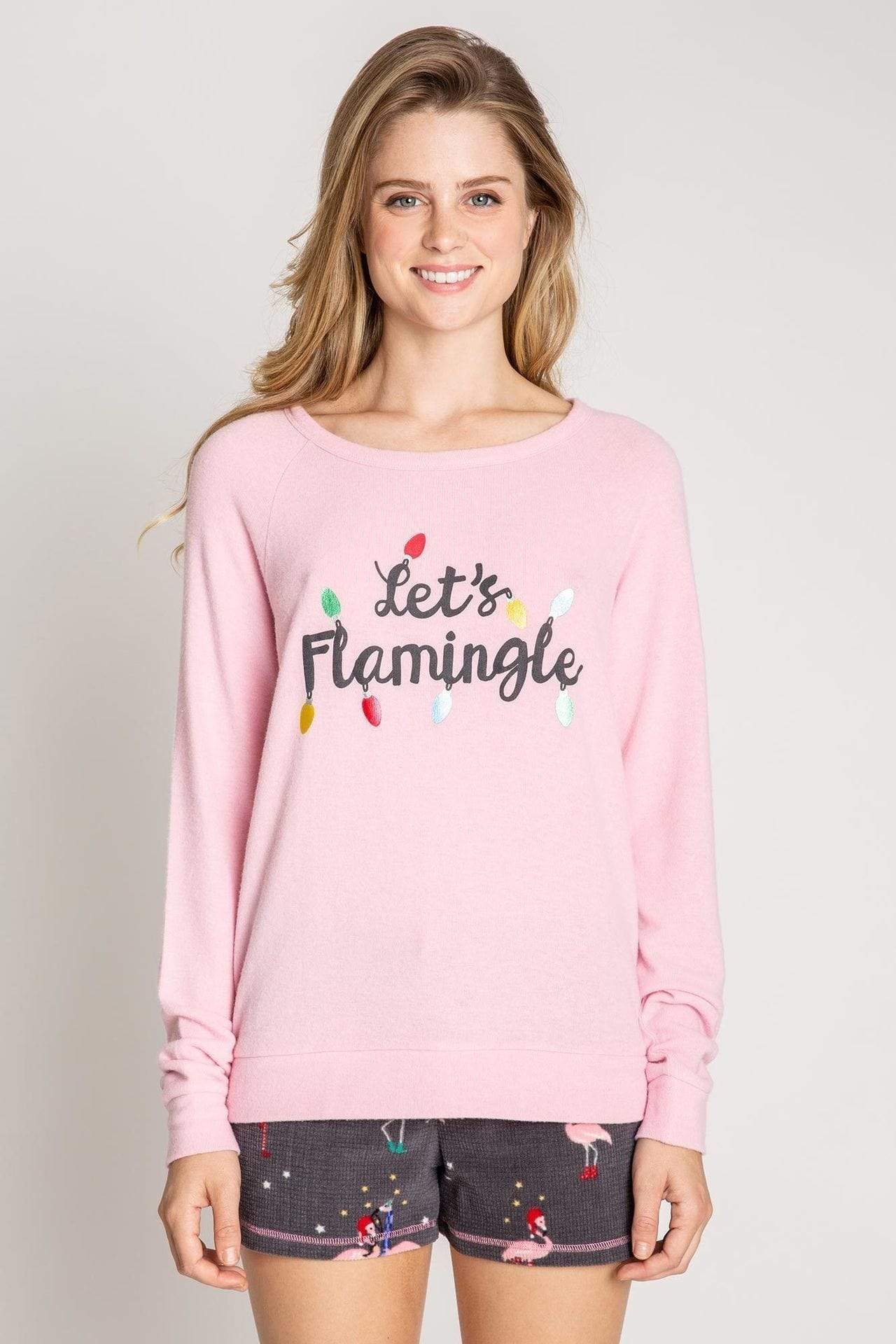 Lets Flamingle Tee Pink, PJ Lounge by PJ Salvage | LIT Boutique