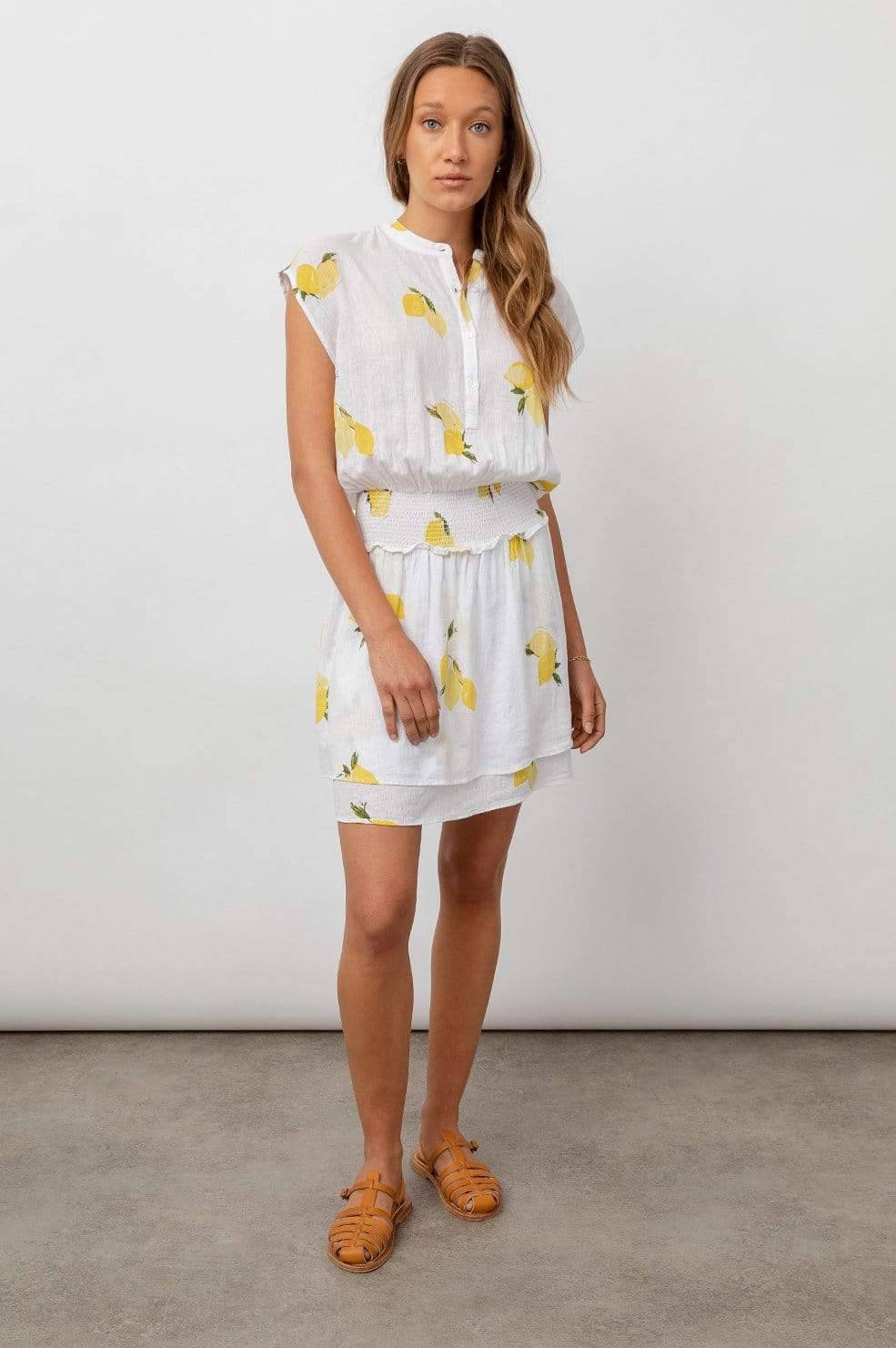 Angelina Cintronnade Linen Dress Yellow Multi, Mini Dress by Rails | LIT Boutique
