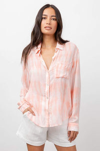 Thumbnail for Josephine Coral Tie Dye Button Down, Long Blouse by Rails | LIT Boutique