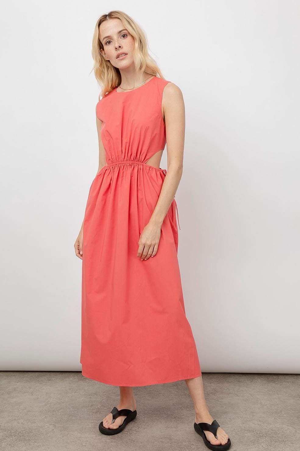 Yvette Spiced Coral Cutout Dress, Midi Dress by Rails | LIT Boutique