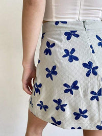 Thumbnail for Alastair Floral Mini Skirt Sage Blue, Mini Skirt by ReFine | LIT Boutique