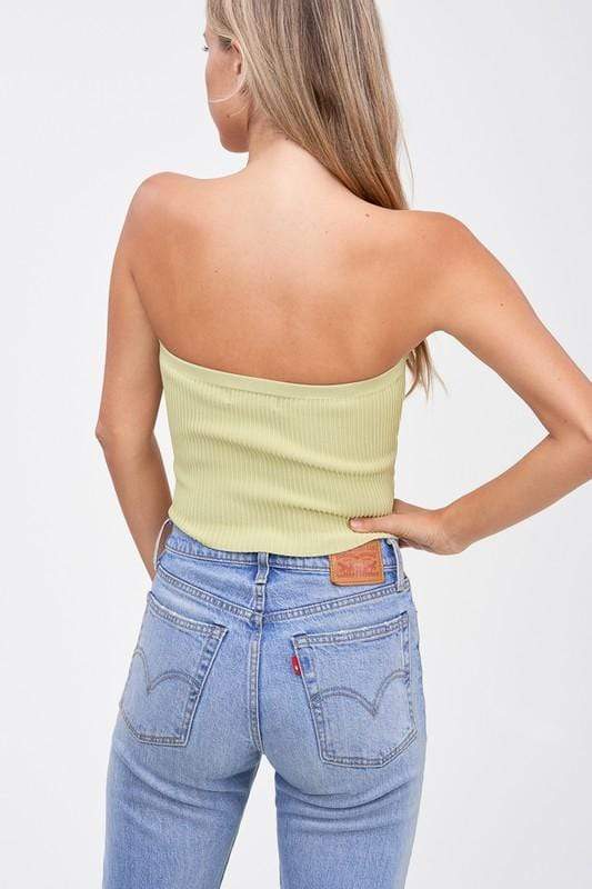 Baines Strapless Sweater Crop Top Sage, Tank Tee by ReFine | LIT Boutique