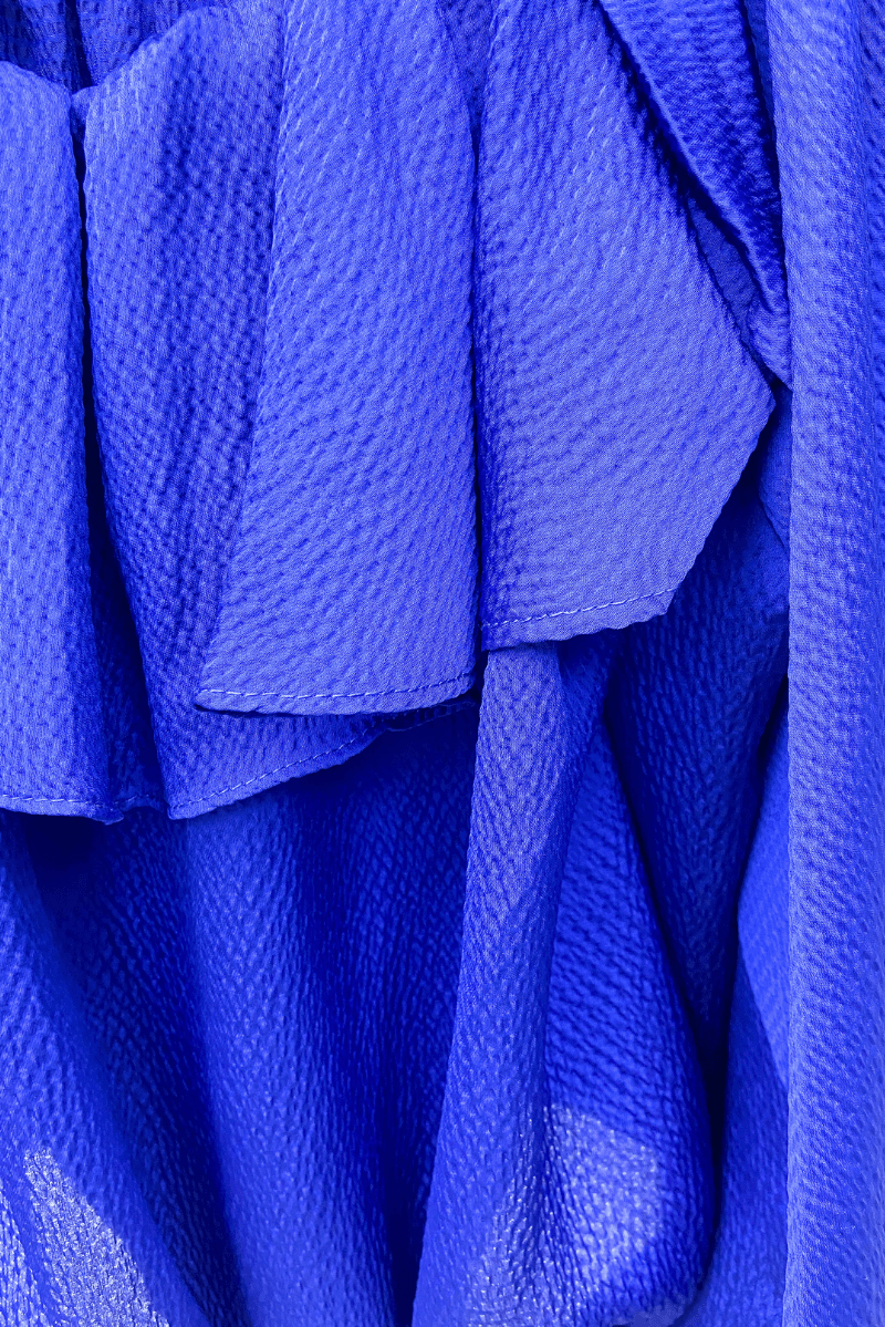 Holland Off the Shoulder Satin Top Royal Blue, Long Blouse by ReFine | LIT Boutique