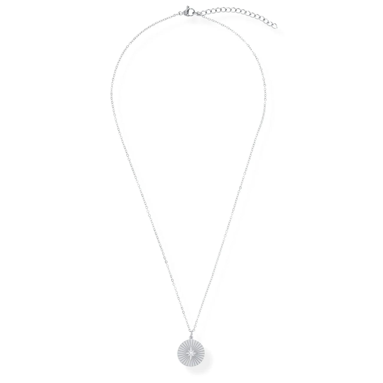 Rue Sunburst Disc Necklace Silver, Necklace Jewelry by Ellie Vail | LIT Boutique