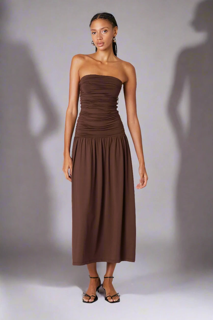 Santal Dress Brown, Maxi Dress by NIA | LIT Boutique