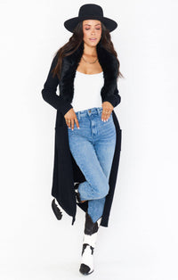 Thumbnail for Faux Fur Lombardi Long Cardi Black, Sweater by Show Me Your MuMu | LIT Boutique
