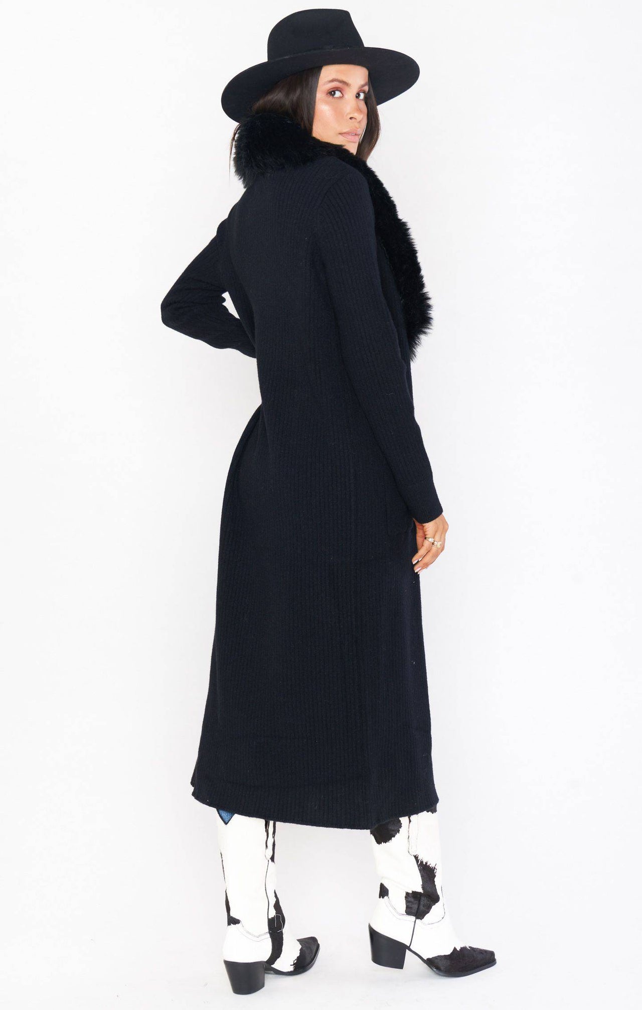 Faux Fur Lombardi Long Cardi Black, Sweater by Show Me Your MuMu | LIT Boutique