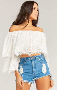 Thumbnail for Laurel Crop Top White Lace, Long Blouse by Show Me Your Mumu | LIT Boutique