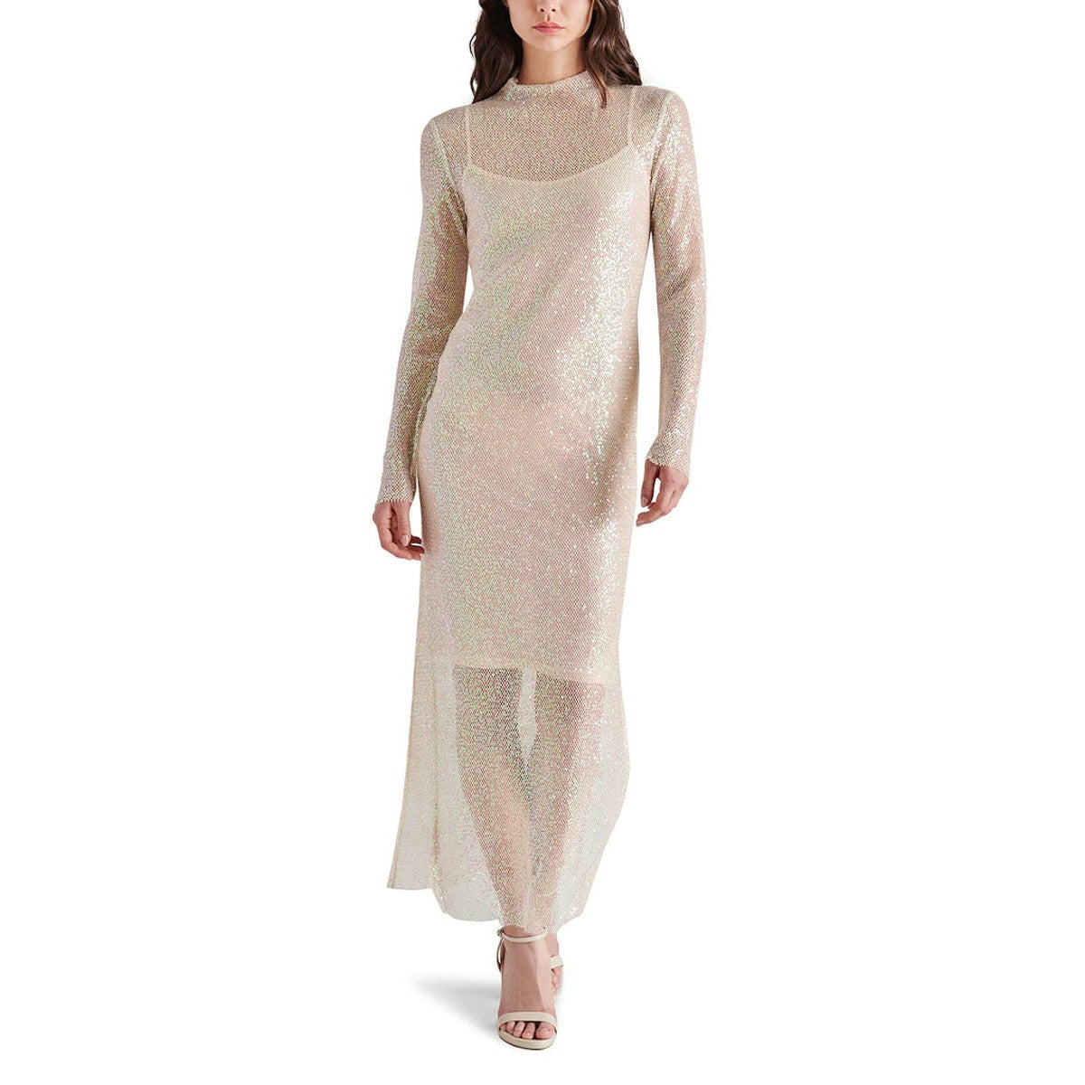 Blakely Dress Natural Shimmer, Midi Dress by Steve Madden | LIT Boutique