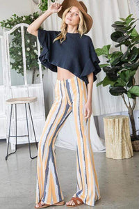 Thumbnail for Aeryn High Rise Striped Flares Yellow Multi, Pant Bottom by Stone & Salt | LIT Boutique