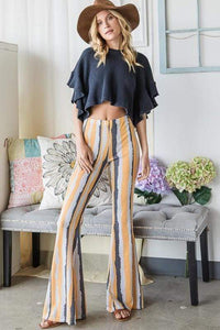 Thumbnail for Aeryn High Rise Striped Flares Yellow Multi, Pant Bottom by Stone & Salt | LIT Boutique