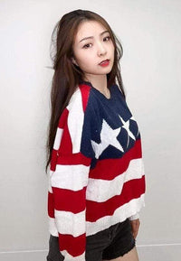 Thumbnail for Stars & Stripes Sweater Red/White/Blue, Sweater by Stone & Salt | LIT Boutique