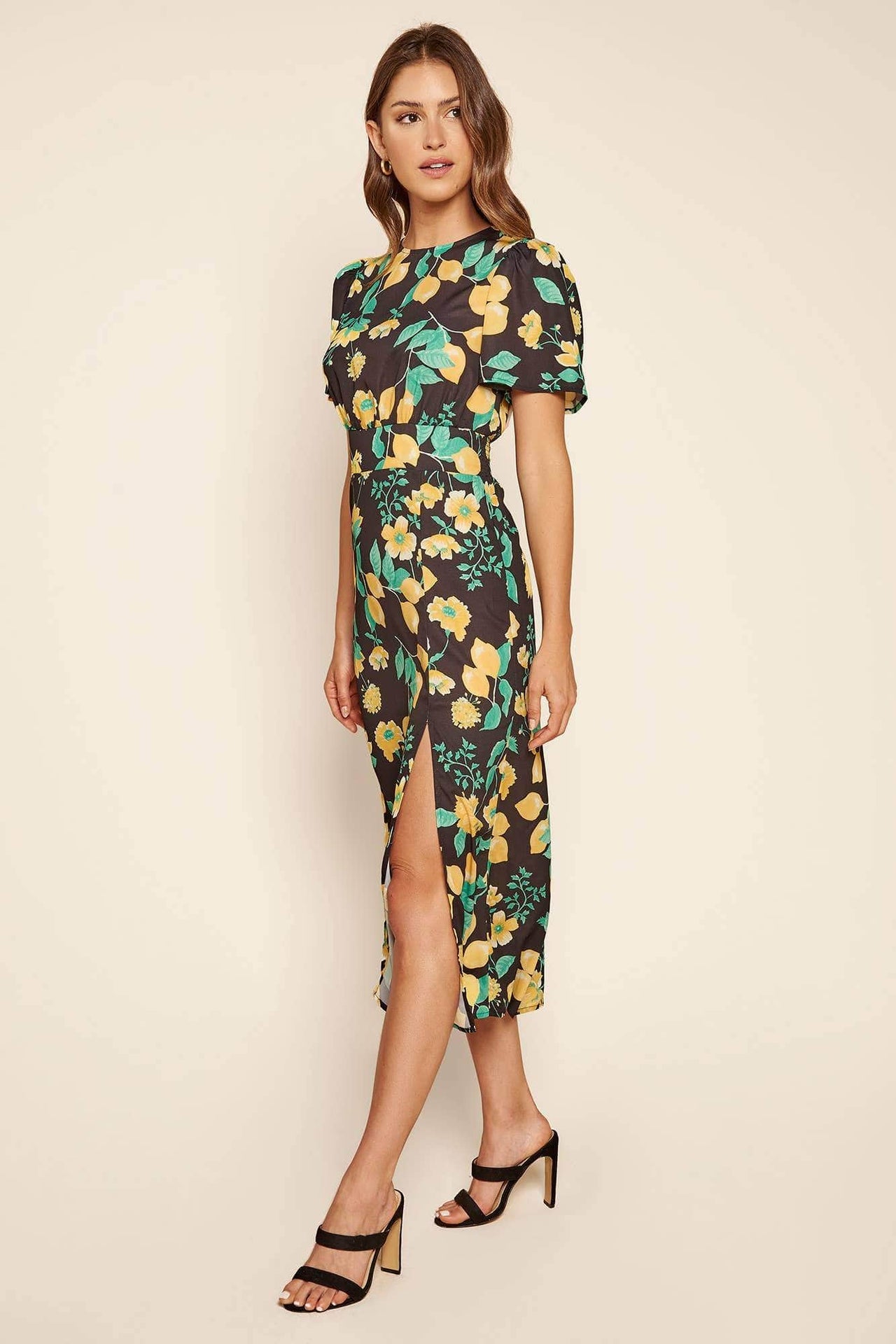 Lima Bloom Floral Midi Dress Yellow Multi, Midi Dress by Sugar Lips | LIT Boutique