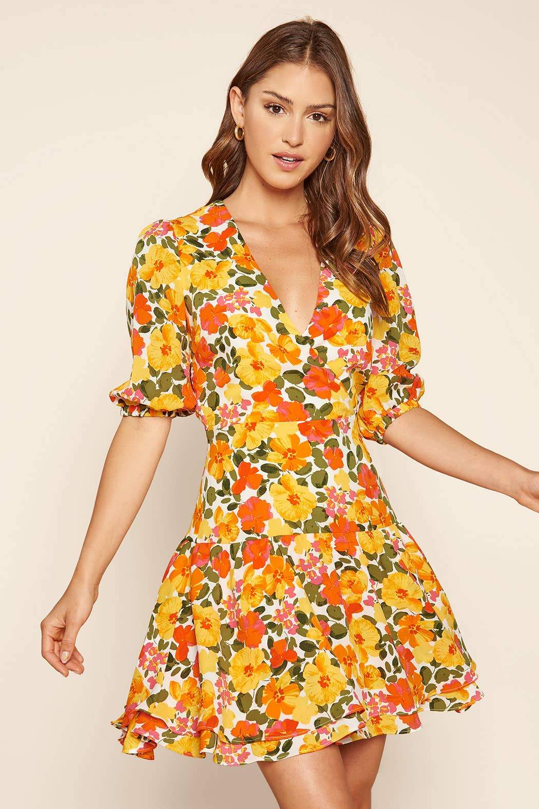 Tropicalia Dita Mini Wrap Dress Orange Multi, Mini Dress by Sugar Lips | LIT Boutique