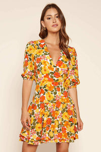 Thumbnail for Tropicalia Dita Mini Wrap Dress Orange Multi, Mini Dress by Sugar Lips | LIT Boutique