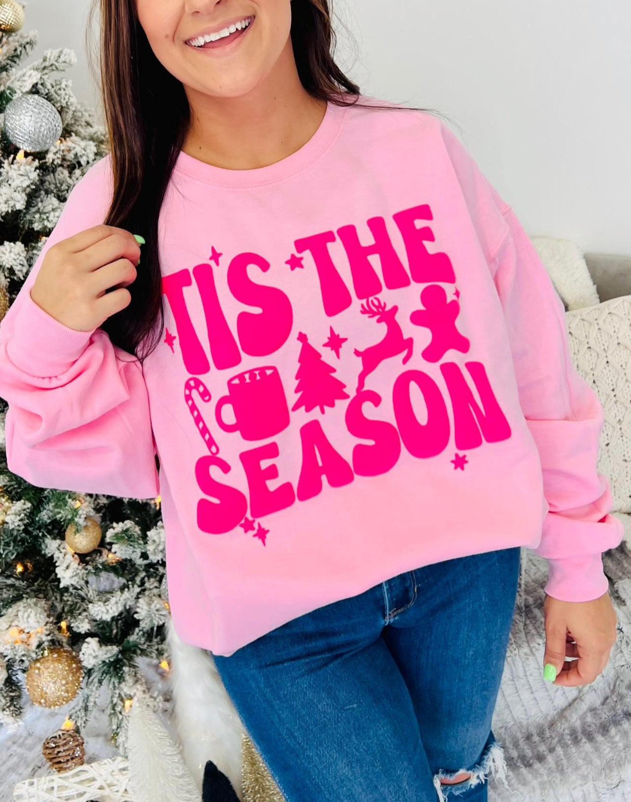 Tis The Season Pink Crewneck, Sweat Lounge by Dash Forward | LIT Boutique