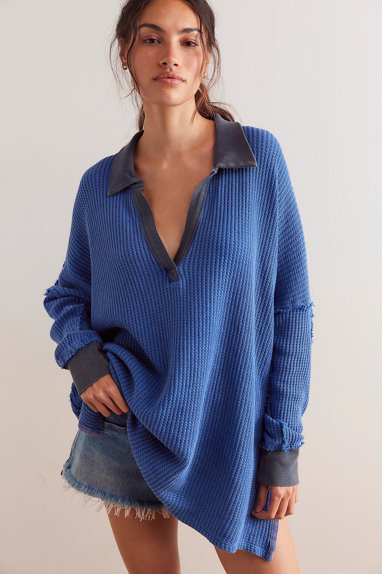 Travis Polo Dutch Blue, Long Tee by Free People | LIT Boutique