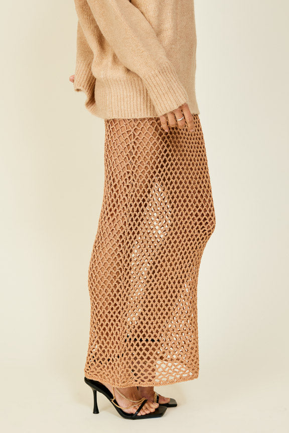 Glimmer Skirt Bronze, Maxi Skirt by Line and Dot | LIT Boutique