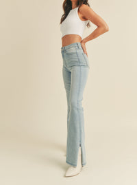 Thumbnail for Braylee High Rise Outer Slit Flare Jean, Bootcut Denim by Just Black | LIT Boutique