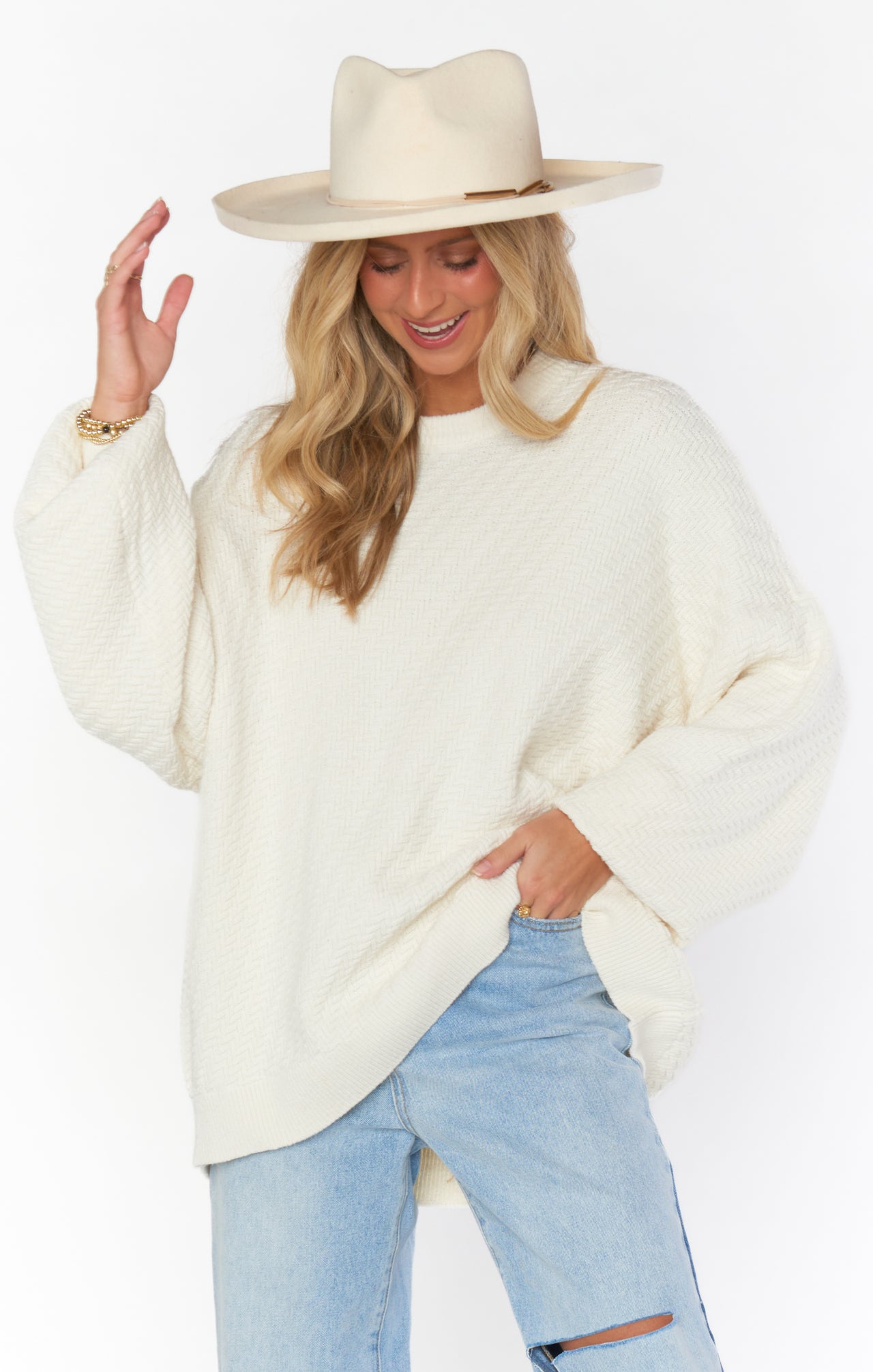 Crosby Sweater White, Sweater by Show Me Your Mumu | LIT Boutique