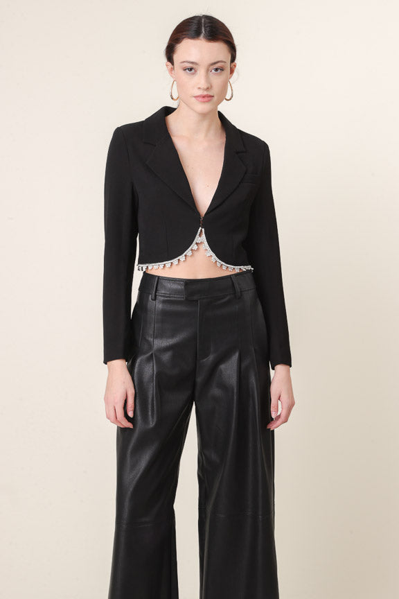 Vaugn Cropped Black Blazer, Jacket by Line and Dot | LIT Boutique