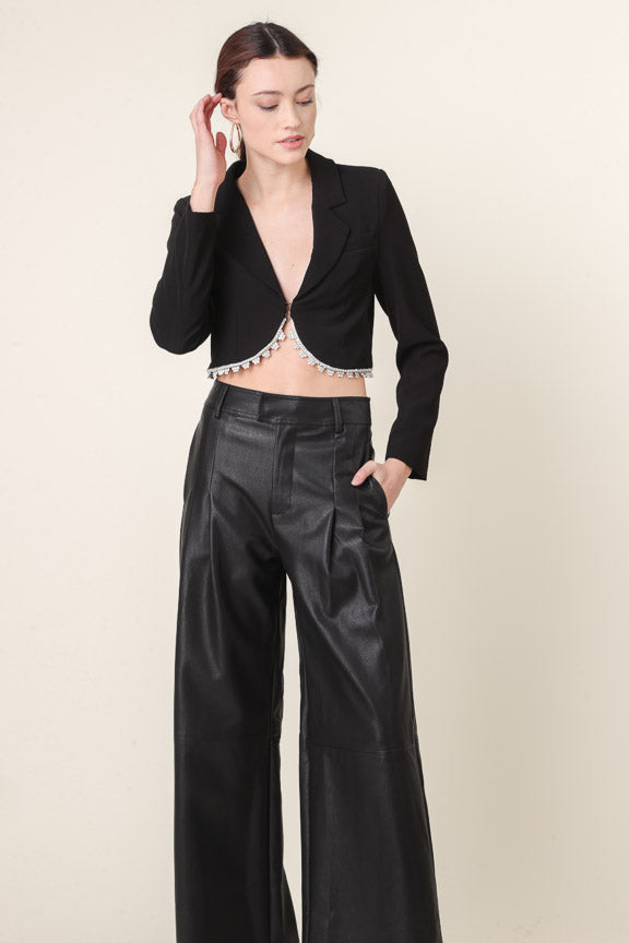 Vaugn Cropped Black Blazer, Jacket by Line and Dot | LIT Boutique
