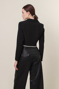 Thumbnail for Vaugn Cropped Black Blazer, Jacket by Line and Dot | LIT Boutique